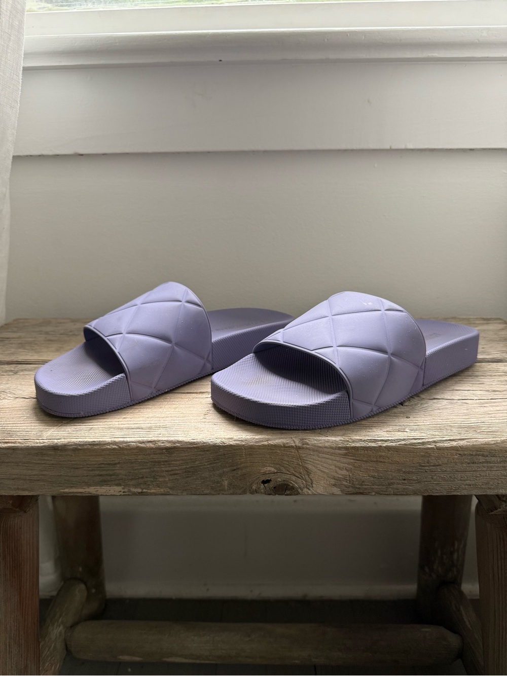 Bottega Veneta Quilted Pool Slide Sandals - Lavender Purple - Picture 2 of 7